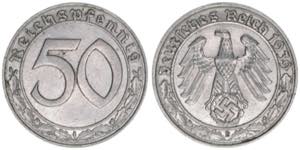 Ostmark 50 Reichspfennig, 1939 B. 3,44g AKS ... 