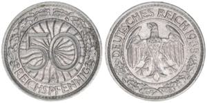 50 Reichspfennig, 1935 A 3,43g. AKS 40 vz