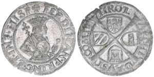 Ferdinand I. 1522-1558-1564 6 Kreuzer, ohne ... 