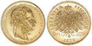 Franz Joseph I. 1848-1916 8 Gulden=20 ... 