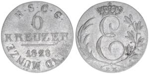 6 Kreuzer, 1828 EK Sachsen Coburg Gotha. ... 