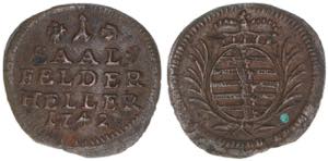 1 Heller, 1742 Sachsen Coburg Saalfeld. ... 