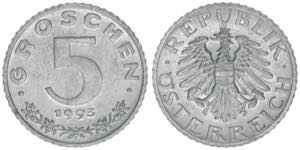 Verkehrsmünzen 5 Groschen, 1993. Auflage ... 
