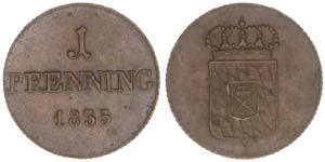 Ludwig I. 1825-1848 Bayern. 1 Pfennig, 1835. ... 