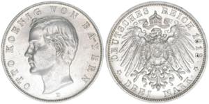 Otto 1886-1913 Bayern. 3 Mark, 1912 D. ... 
