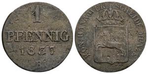 Wilhelm IV. 1830-1837 Hannover. 1 Pfennig, ... 