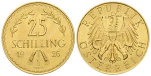 25 Schilling, 1926 Gold. 5,88g ANK 3 vz/stfr