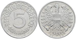 Verkehrsmünzen 5 Schilling, 1952. Aluminium ... 