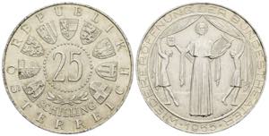 Verkehrsmünzen 25 Schilling, 1955. ... 