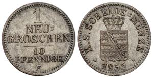 Johann 1854-1873 Sachsen. 1 Neugroschen, ... 