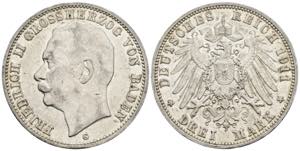 Friedrich II. 1907-1918 Baden. 3 Mark, 1911 ... 