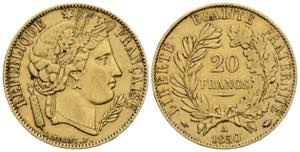 2. Republik 1848-1852 Frankreich. 20 Francs, ... 