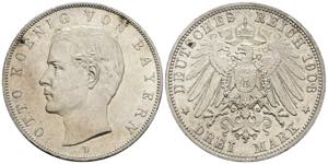 Otto 1886-1913 Bayern. 3 Mark, 1908 D. ... 