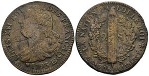 Ludwig XVI. Frankreich. 2 Sol, 1793. 21,59g ... 