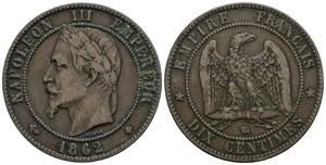 Napoleon III. Frankreich. 10 Centimes, 1862. ... 