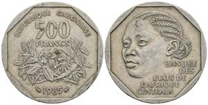 500 Francs, 1985 Gabun. Kupfer-Nickel. ... 