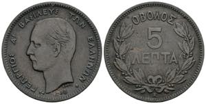 5 Lepta, 1878 Griechenland. 5,04g. ... 