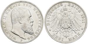 Wilhelm II. 1891-1918 Württemberg. 3 Mark, ... 