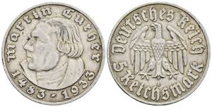 Martin Luther Deutsches Reich. 5 Reichsmark, ... 