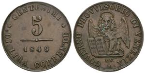 Franz Joseph I. 1848-1916 5 Centesimi, 1849. ... 
