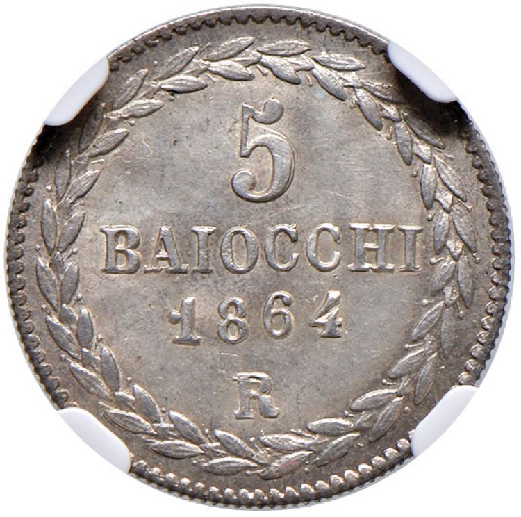Pio IX (1846-1878) 5 Baiocchi 1864 ... 