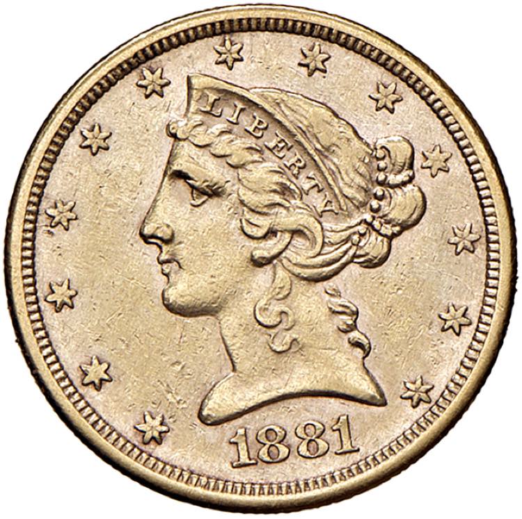 USA 5 Dollari 1881 S - Fr. 158 AU ... 