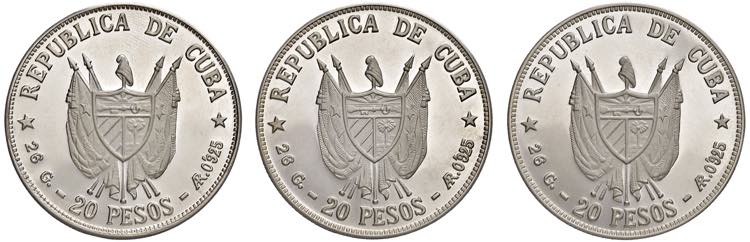 CUBA 20 Pesos 1977 - KM 38-40 AG ... 
