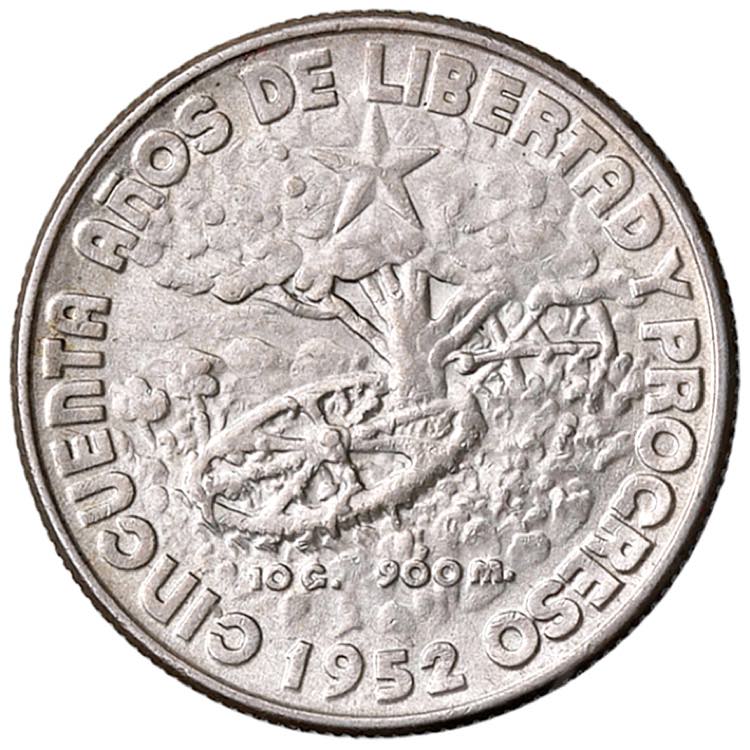 CUBA 40 Centavos 1952 - KM 25 AG