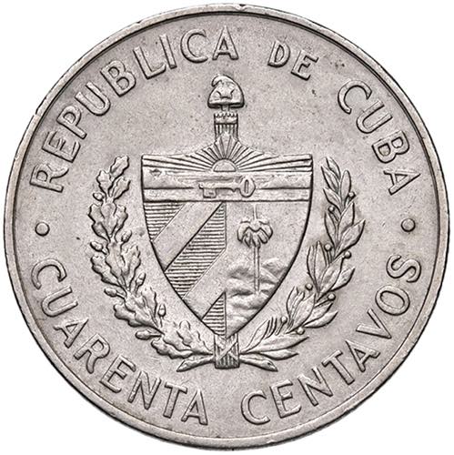 CUBA 40 Centavos 1962 - KM 32 AG