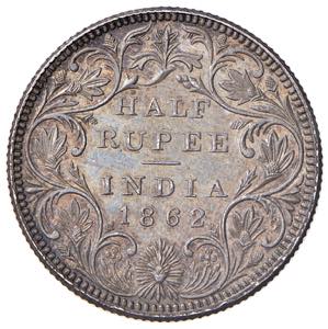 INDIA Vittoria (1837-1901) Mezza rupia 1862 ... 