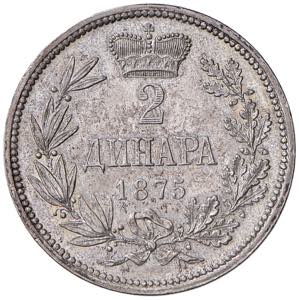 SERBIA Milan IV (1868-1889) 2 Dinara 1875 - ... 