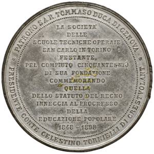 TORINO - Medaglia 1898 società scuole ... 