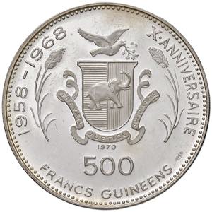 GUINEA Repubblica 500 Franchi 1970 Nefertiti ... 