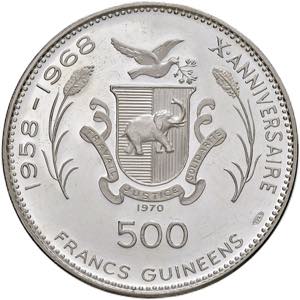 GUINEA Repubblica 500 Franchi 1970 Ramses ... 