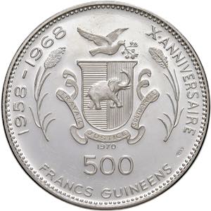 GUINEA Repubblica 500 Franchi 1970 Cleopatra ... 