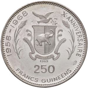 GUINEA Repubblica 250 Franchi 1970 Yaya ... 