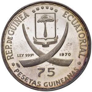 GUINEA EQUATORIALE 75 Pesetas 1970 - AG ... 