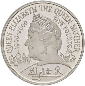 INGHILTERRA Elisabetta II - 5 Sterline 2000 ... 