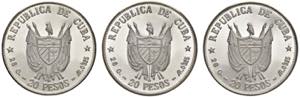 CUBA 20 Pesos 1977 - KM 38-40 AG Lotto di 3 ... 