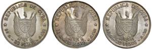 CUBA 20 Pesos 1977 - KM 38-40 AG Lotto di 3 ... 