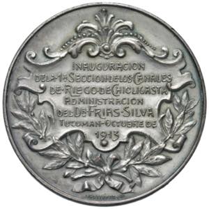 ARGENTINA Medaglia 1913 Inaugurazione canali ... 