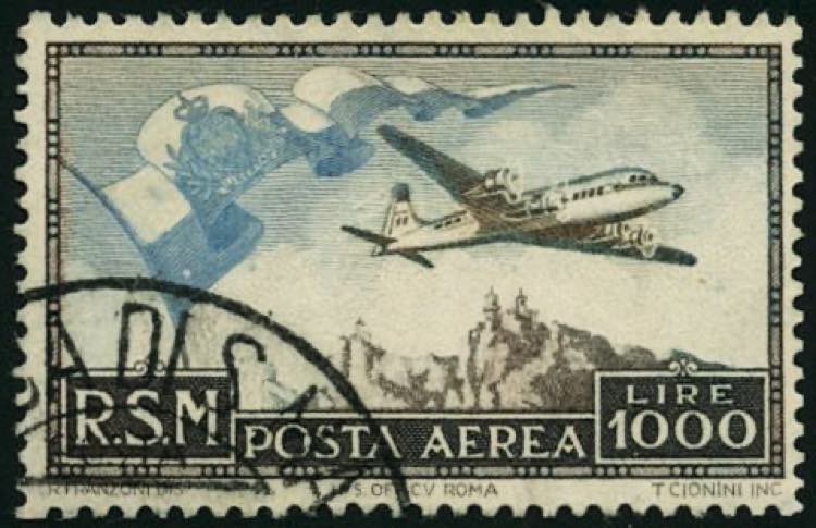 S.Marino - 1951 - Air Mail Flag, ... 