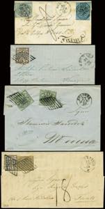 7 lettere epoca 1852-1869 con affr. e ann. ... 