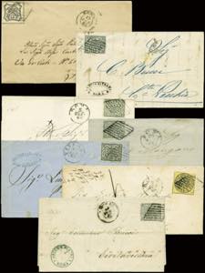 7 lettere epoca 1861-1867: 5 con b.2 bianco ... 