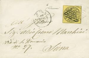 piccola busta da Roma a Siena del 10.11.1866 ... 