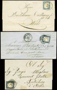 14 lettere/buste epoca 1858-1863 affr. con ... 