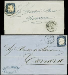 Vitt. Emanuele II - 2 lettere con c.15 tipo ... 