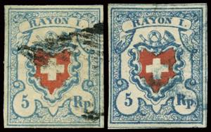 Switzerland - 1851 - Rayon I rp.5 2 ex. ... 