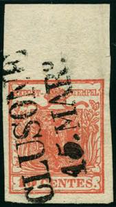 c.15 II tipo rosso vermiglio intenso n.4a, ... 