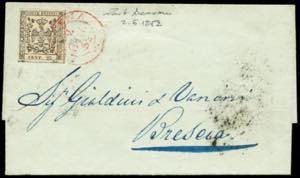 da Modena a Brescia del 2.6.1852 con c.25 ... 